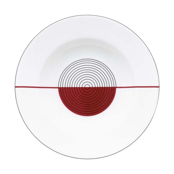 Puiforcat Initiales Porcelain Cercles Rimmed Soup Plate