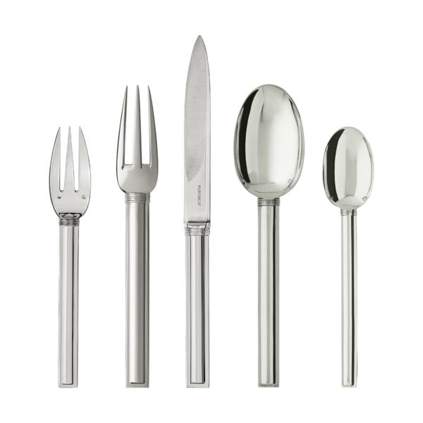 Puiforcat-Cannes-Flatware-5pc-ComboSet-1200x1200-100KB Puiforcat Cannes Sterling Silver Flatware showing the 5 piece place setting | Kneen & Co
