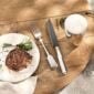 Robbe & Berking Alt-Spaten Silver Frozen Barbecue Set including Menu Fork and Frozen Black Steak Knife.