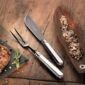 Robbe & Berking Alt-Spaten Silver Frozen Carving Set including Carviing Fork with Frozen Black Tines and Frozen Black Steak Knife.