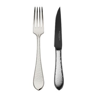 Robbe & Berking Martele Silver Frozen Barbecue Set including Menu Fork and Frozen Steak Knife