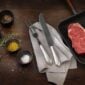 Robbe & Berking Martele Silver Frozen Carving Set including Carving Fork with Frozen Black Tines and Frozen Black Steak Knife.