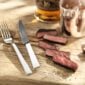 Robbe & Berking Riva Silver Frozen Barbecue Set including Menu Fork and Frozen Black Steak Knife.