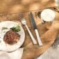 Robbe & Berking Riva Silver Frozen Barbecue Set including Menu Fork and Frozen Black Steak Knife.