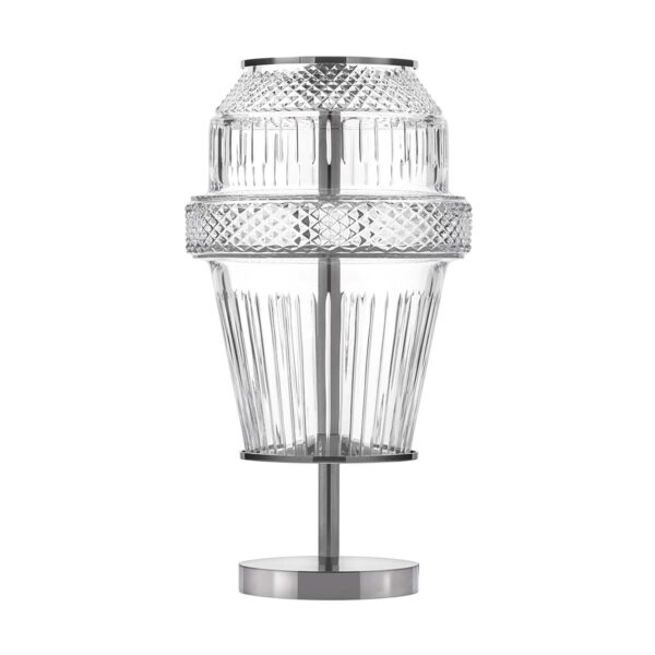 SAINT-LOUIS-MATRICE-79218000-Lampe-a-poser-PM-finition-nickelee-Front-1200sq-100KB Saint-Louis Clear Matrice Lamp | Kneen & Co