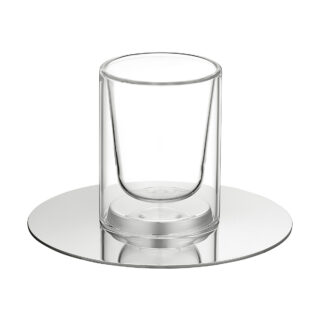 Puiforcat Phi Collection Mocca Cup, Silver Plate and Glass | Kneen & Co