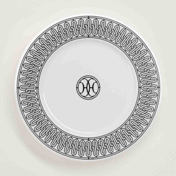 HERMES H-DECO 皿 ホワイト・ブラック Hermès H Deco Dessert Plate no. 1 - Set of 2 - Kneen & Co.