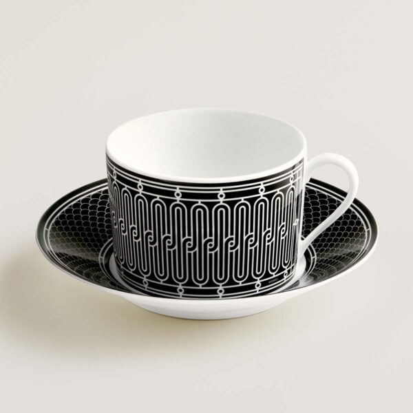 HERMES-DNRWR-HDeco-037015P-worn-1-1200x1200px-100KB Hermes H Deco Porcelain Breakfast Cup and Saucer | Kneen & Co
