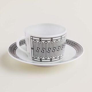 Hermes H Deco Porcelain Tea Cup and Saucer other view | Kneen & Co