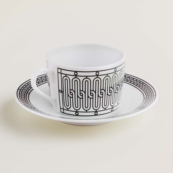 Hermes H Deco Porcelain Tea Cup and Saucer other view | Kneen & Co