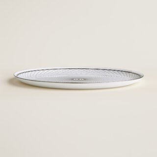 Hermes H Deco Porcelain Tart Platter on table view | Kneen & Co