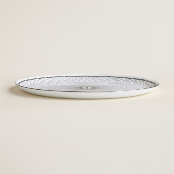 Hermes H Deco Porcelain Tart Platter on table view | Kneen & Co