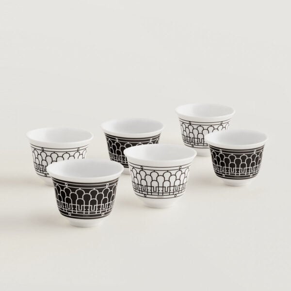HERMES-DNRWR-HDeco-037034P-worn-1-1200x1200px-100KB Hermes H Deco Porcelain Set of 6 Small Cups | Kneen & Co