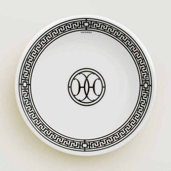HERMES-DNRWR-HDeco-037086P-worn-1-1200x1200px-100KB Hermes H Deco Porcelain Soy Dish - Set of 2 other view | Kneen & Co