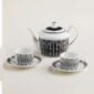 Hermes H Deco Porcelain Tea Set including Teapot for 6 people and 2 Tea cups and saucers | Kneen & Co