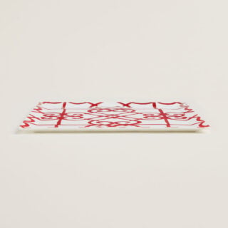 Hermes Balcon du Guadalquivir Square Plate 10.6 x 10.6 inches flat on table view | Kneen & Co