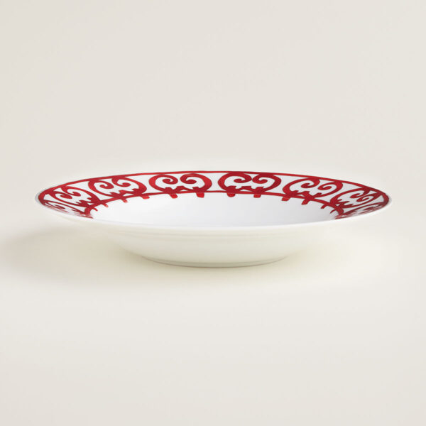 HERMES-DNRWR-balconGuadalquivir-011113P-worn-3-1200x1200px-100KB Hermes Balcon du Guadalquivir Soup Plate on table view | Kneen & Co