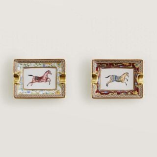 Hermes Cheval D'Orient Porcelain Set of 2 Mini Ashtrays | Kneen & Co