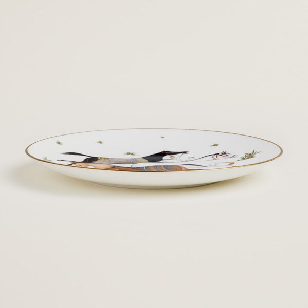 Hermes Cheval D'Orient Porcelain Dessert Plate on table view | Kneen & Co