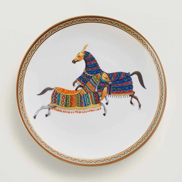 HERMES-DNRWR-cheval-dOrient-009812P-worn-1-1200x1200px-100KB Hermes Cheval D'Orient Porcelain Bread and Butter Plate no. 1 | Kneen & Co