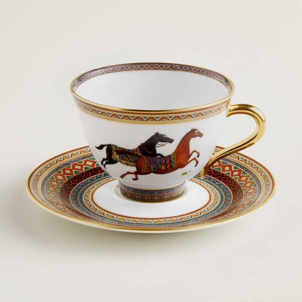 HERMES-DNRWR-cheval-dOrient-009816P-worn-1-1200x1200px-100KB Hermes Cheval D'Orient Porcelain Tea Cup and Saucer No. 1 | Kneen & Co