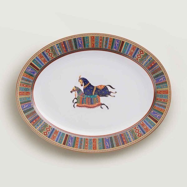 HERMES-DNRWR-cheval-dOrient-009850P-worn-1-1200x1200px-100KB Hermes Cheval D'Orient Porcelain Large Oval Platter | Kneen & Co