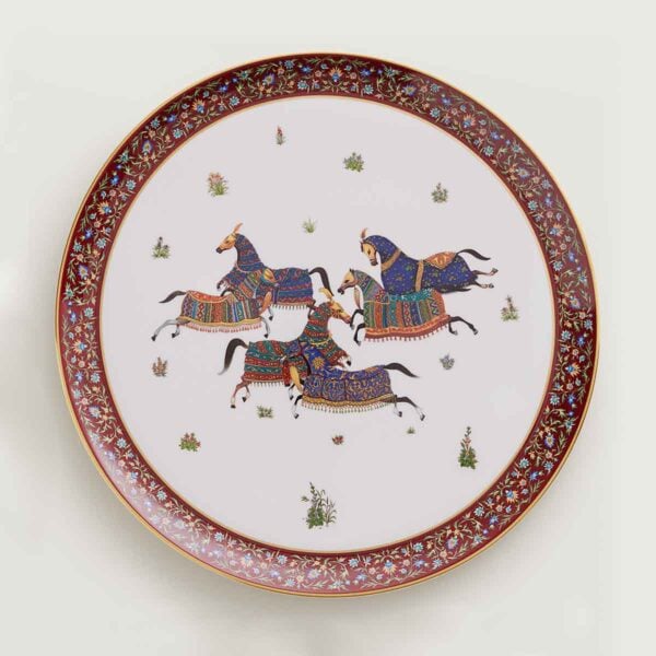 HERMES-DNRWR-cheval-dOrient-009851P-worn-1-1200x1200px-100KB Hermes Cheval D'Orient Porcelain Large Round Tray No. 1 | Kneen & Co