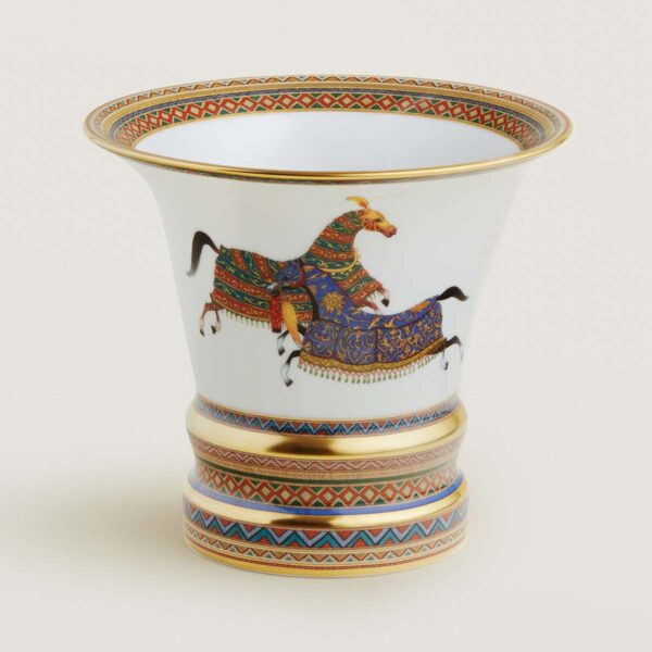 HERMES-DNRWR-cheval-dOrient-009854P-worn-3-1200x1200px-100KB Hermes Cheval D'Orient Porcelain Large Vase Other View | Kneen & Co