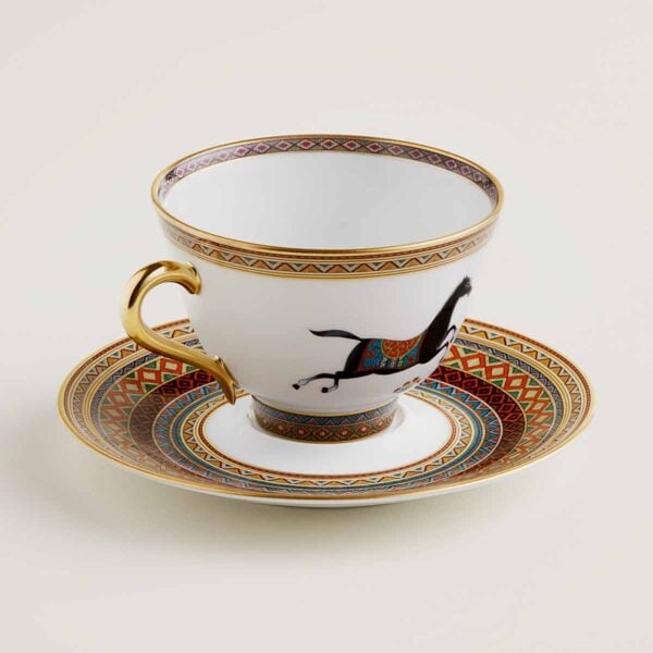 Hermes Cheval D'Orient Porcelain Tea Cup and Saucer No. 2 other view | Kneen & Co