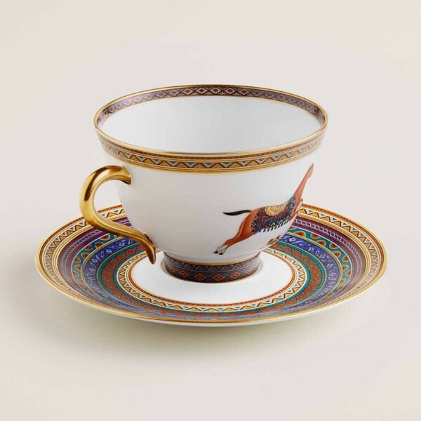 Hermes Cheval D'Orient Porcelain Tea Cup and Saucer No. 4 other view | Kneen & Co