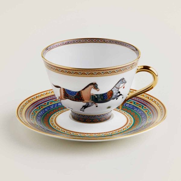 Hermes Cheval D'Orient Porcelain Tea Cup and Saucer No. 5 | Kneen & Co