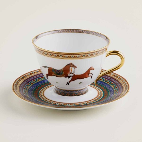 Hermes Cheval D'Orient Porcelain Tea Cup and Saucer No. 6 | Kneen & Co