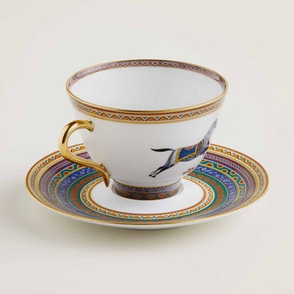Hermes Cheval D'Orient Porcelain Tea Cup and Saucer No. 6 othe view | Kneen & Co
