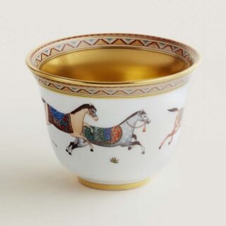 Hermes Cheval D'Orient Porcelain Small Cup No. 2 with Gold Interior other view | Kneen & Co