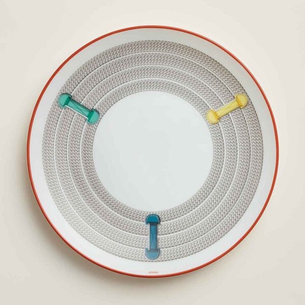 HERMES-TRESSAGE-057007P-above-wm-1-1200x1200px-100KB Hermes Dessert Plate Tressages Equestres Set of 2