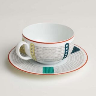 Hermes Tressages Equestres Breakfast Cup And Saucer - Set of 2