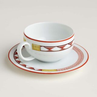 Hermes Tressages Equestres Tea Cup And Saucer - Set of 2