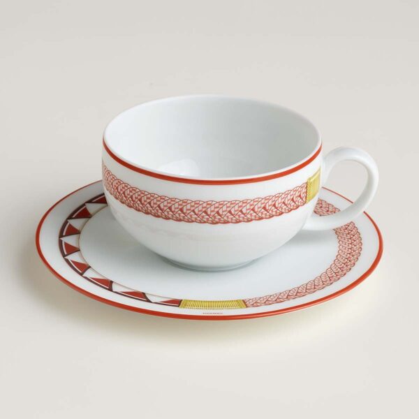Hermes Tressages Equestres Tea Cup And Saucer - Set of 2