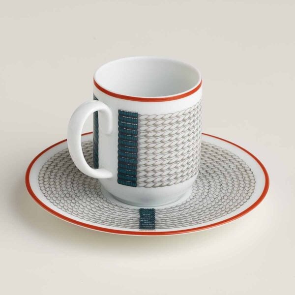 HERMES-TRESSAGE-057017P-back-wm-4-1200x1200px-100KB Hermes Tressages Equestres Coffee Cup And Saucer - Set of 2
