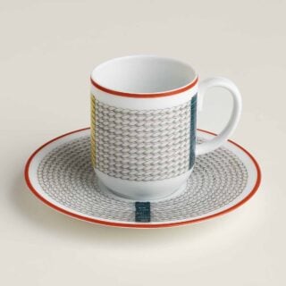 Hermes Tressages Equestres Coffee Cup And Saucer - Set of 2