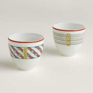 Hermes Set Of 2 Small Tumblers Tressages Equestres