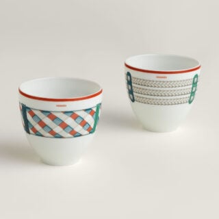 Hermes Set Of 2 Small Tumblers Tressages Equestres