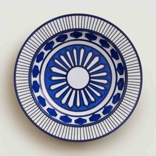 Hermès Bleus D'Ailleurs Large Deep Round Platter | Kneen & Co