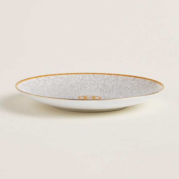 Hermes Mosaique au 24 Gold Bread & Butter Plate on table | Kneen & Co