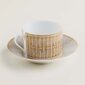 Hermes Mosaique au 24 Gold Breakfast Cup and Saucer shown on table | Kneen & Co