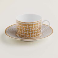 Hermès Mosaique au 24 Gold Tea Cup and Saucer - Set of 2