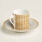 Hermes Mosaique au 24 Gold Espresso Cup and Saucer shown on table | Kneen & Co