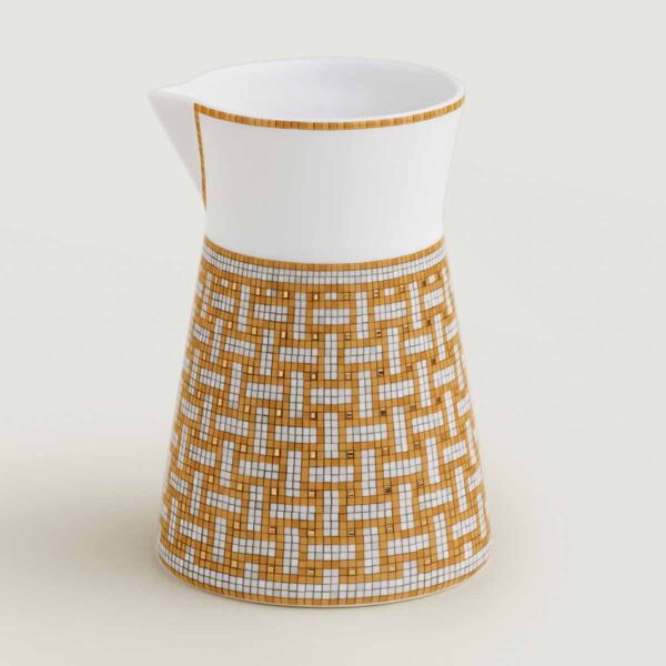 HERMES-DNRWR-Mosaique-au24-Or-026021P-worn-1-1200x1200px-100KB Hermes Mosaique au 24 Gold Creamer shown on table | Kneen & Co