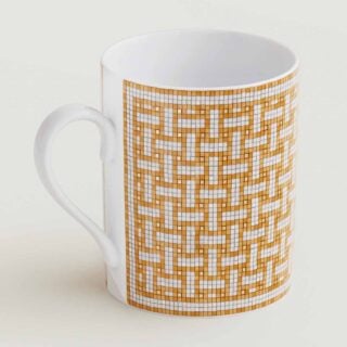 Hermes Mosaique au 24 Gold Mug shown on table | Kneen & Co