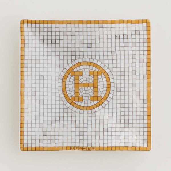 Hermes Mosaique au 24 Gold Square Plate no.1 | Kneen & Co